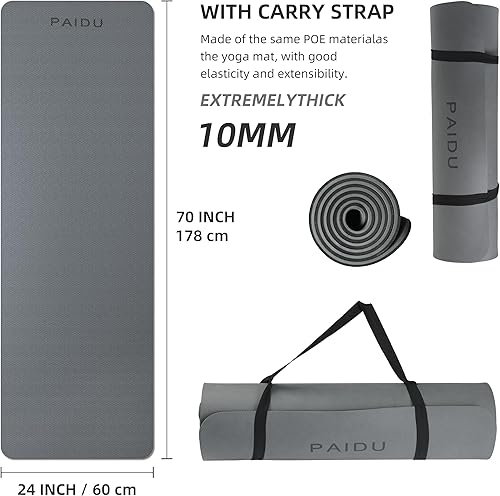 Miniatura 2 de Yoga Mat Non Slip Anti-tear,extra thick-25 inch10MMHigh Resiliency Professional POE Yoga Mats for Women Men Kids,72"x24"inch,Workout, Yoga, Pilates