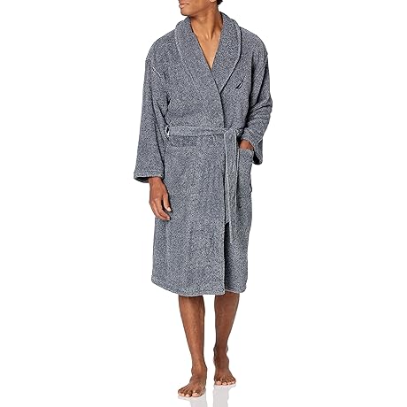 Men's Long Sleeve Cozy Soft Plush Shawl Collar Bath Robe