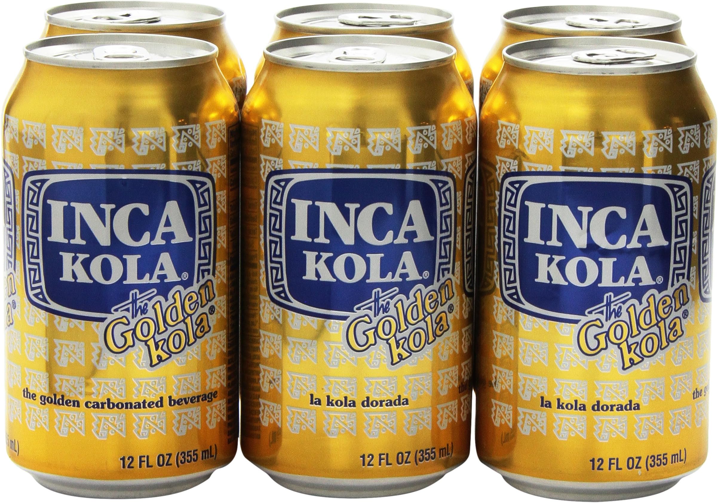 Inca Kola Golden Carbonated Beverage Soda - la kola dorada - 12 oz cans - 6pk