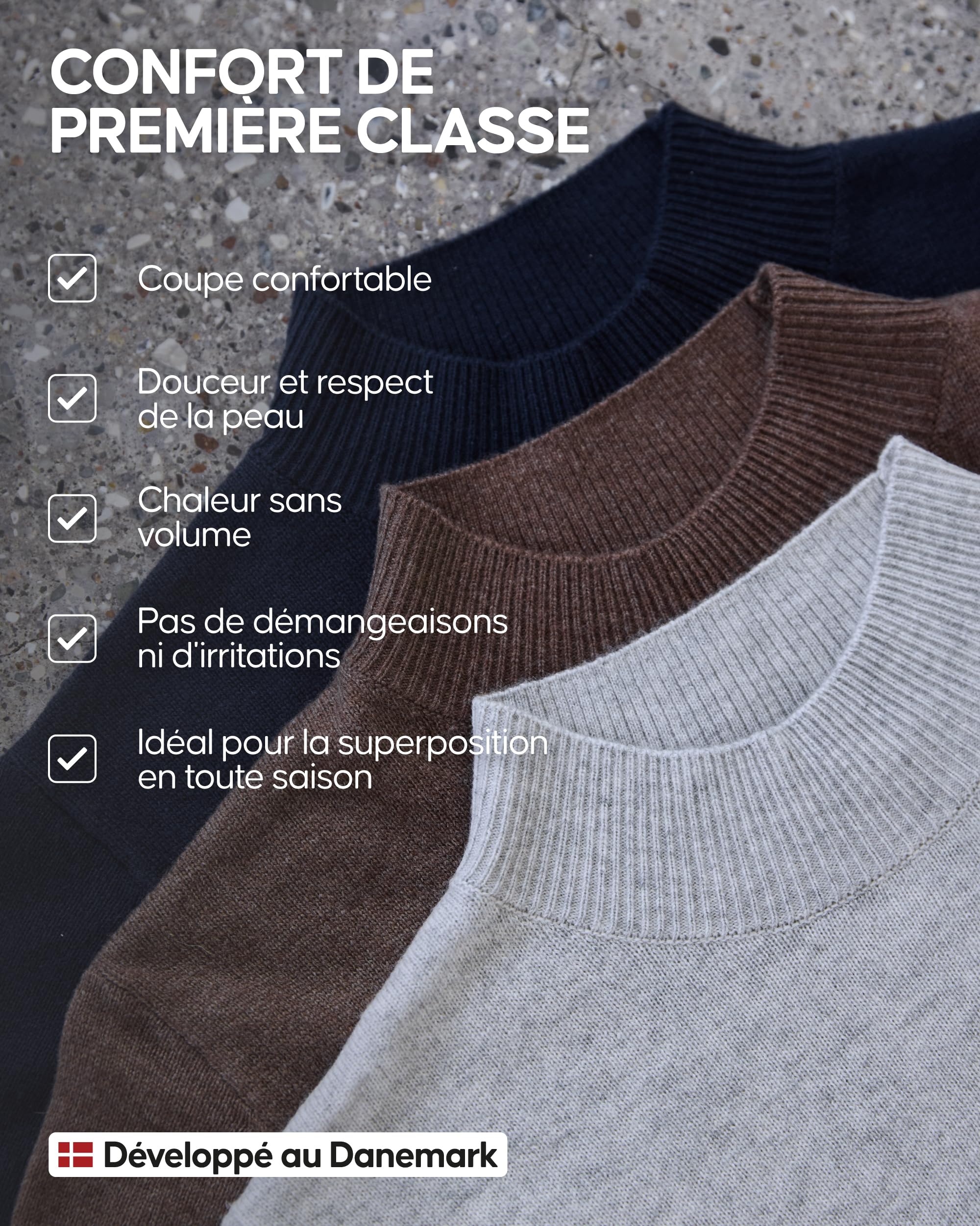 DANISH ENDURANCE Pull Laine Mérinos et Cachemire Femme, Doux | Pull en Laine Mérinos et Cachemire, Doux et Respirant, pour un Usage Quotidien et au Bureau