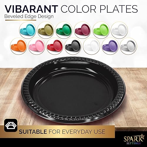 Miniatura 2 de Platos desechables de plástico para postres de 7 pulgadas, ideales para bodas, fiestas, cumpleaños, cenas, almuerzos (paquete de 50)