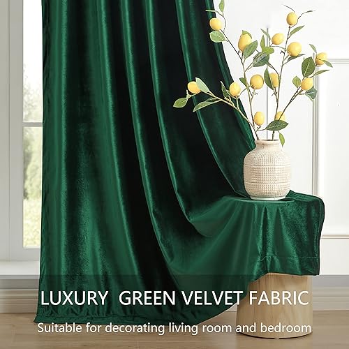 Miniatura 5 de Cortinas verde esmeralda de 108" para sala de estar, cortinas opacas de terciopelo con bolsillo para barra, para ventana, tratamiento de semi