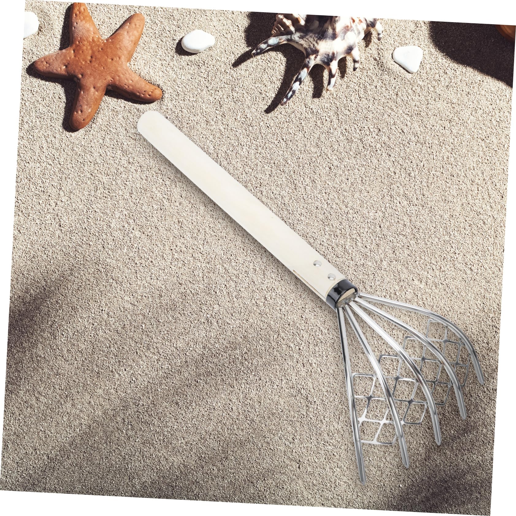 TOYANDONA 2 Stck. Edelstahlrake Muschel Rechen Klaue klatschen B Rasen klein Spreizerde Rechen Garten Federrechen Muschelrechen mit Griff Muschelrechen im Freien Holz Silver