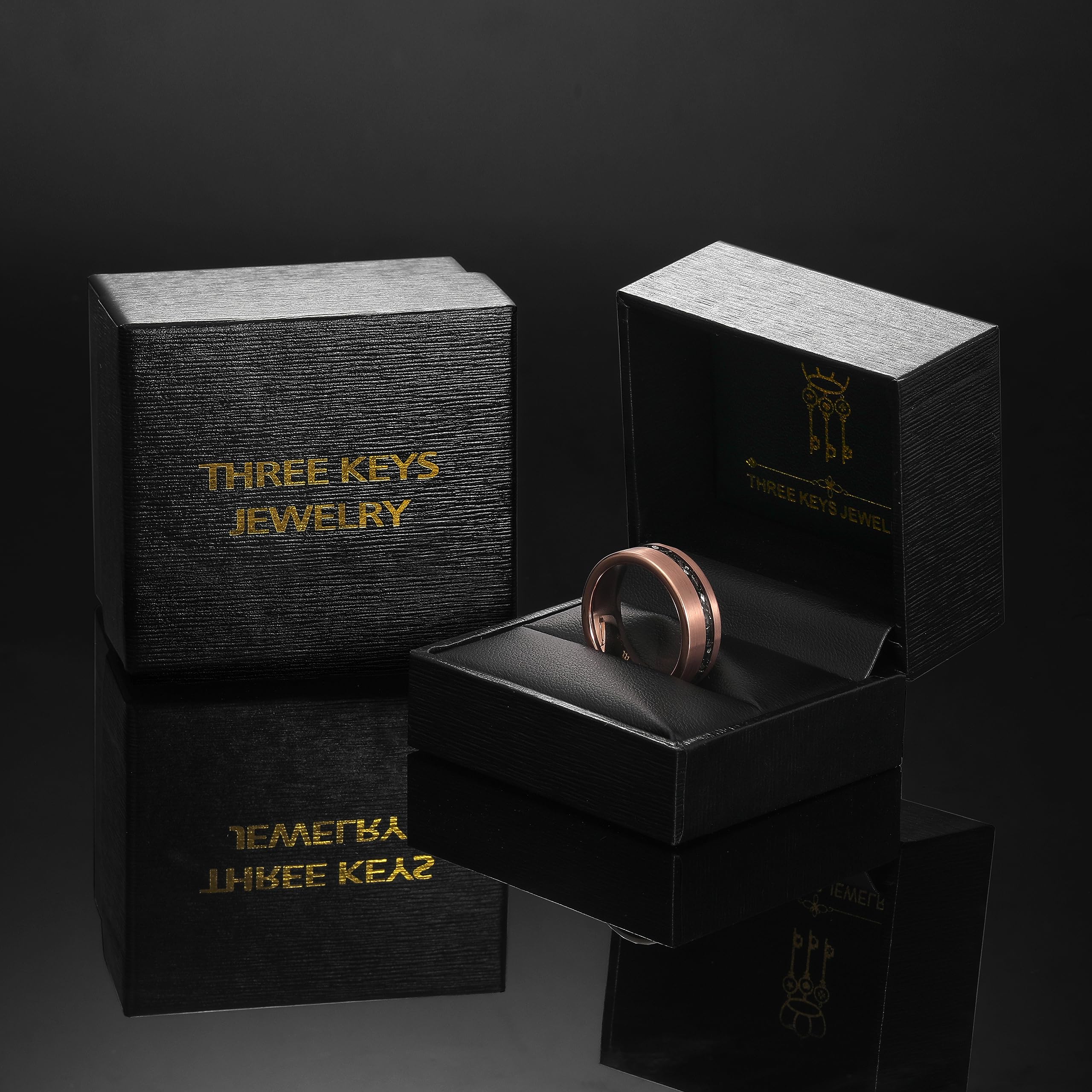 THREE KEYS JEWELRY Anillo de compromiso de tungsteno de 4 mm/8 mm para hombres y mujeres, ajuste cómodo, acabado mate con incrustaciones centrales