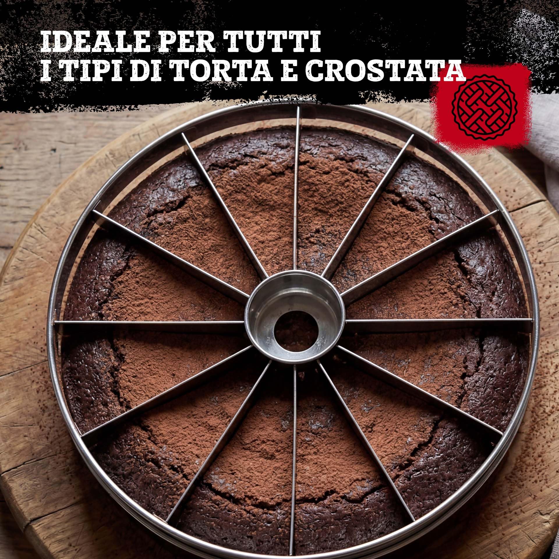 FMprofessional Porzionatore a fette e Decoratore 32cm per Torte in Acciaio Inossidabile, adatto per Creare 12 Fette Uniformi - Strumento Multifunzionale per Cucina, adatto per Pasticceri