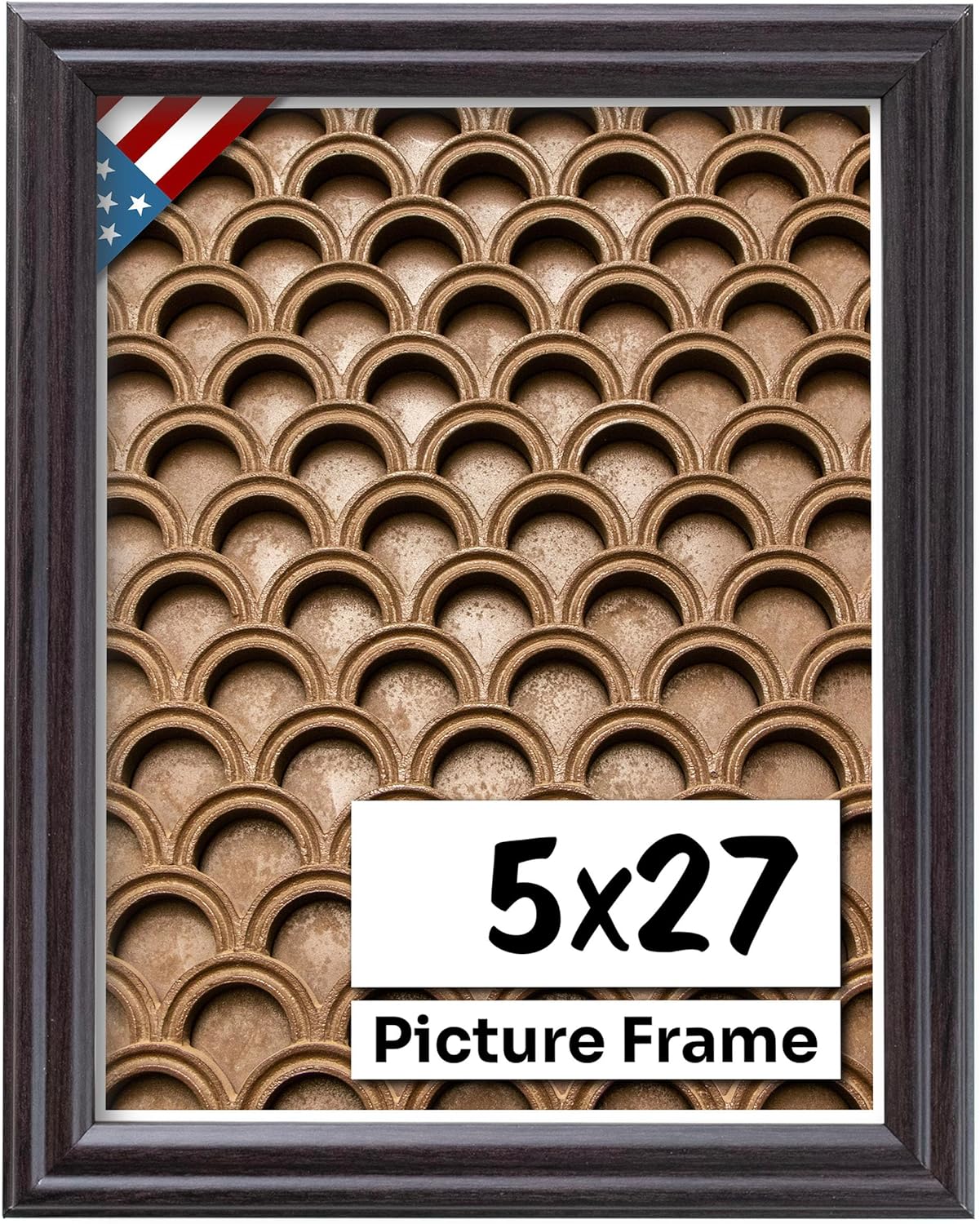 Coffee Brown 5x27 Picture Frame .75" Inch Wide - Dark Brown Wall Decor Handmade Solid Wood Frames with Preinstalled Hangers and UV Blocking Plexiglass 27x5 Frame