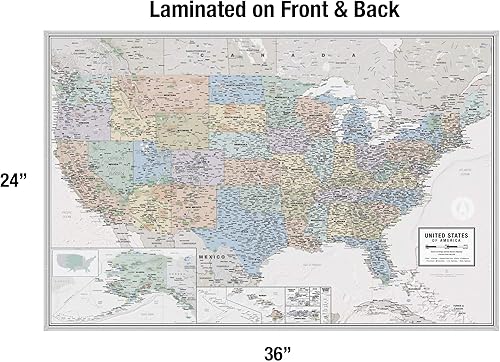 Miniatura 2 de Póster laminado de mapa de Odisea de Estados Unidos | Mapa de estilo ejecutivo | Incluye las etiquetas de ubicación más legibles | 36 x 24 pulgadas