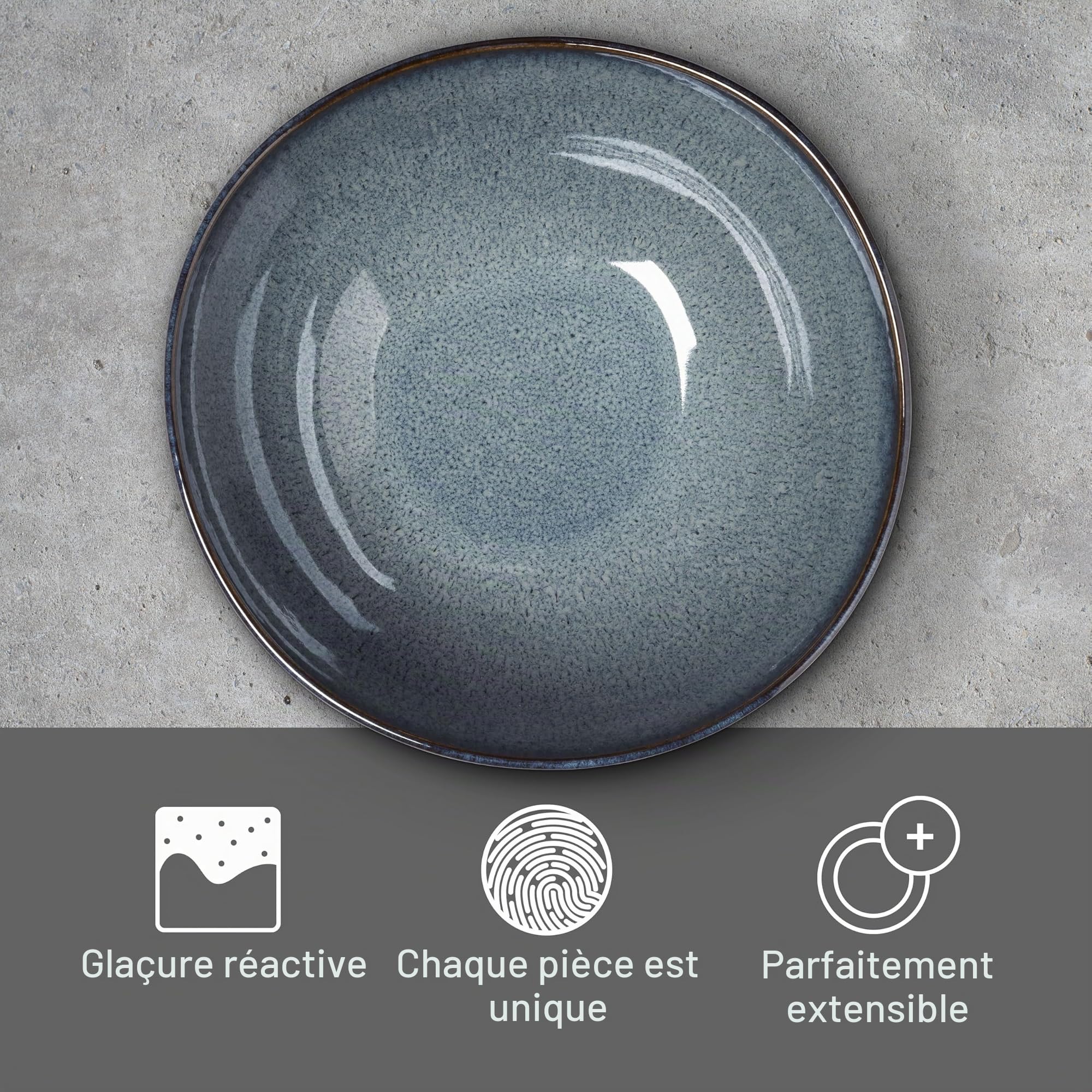 like. by Villeroy & Boch Lave gris saladier 25,5 x 25,5 x 10,5 cm