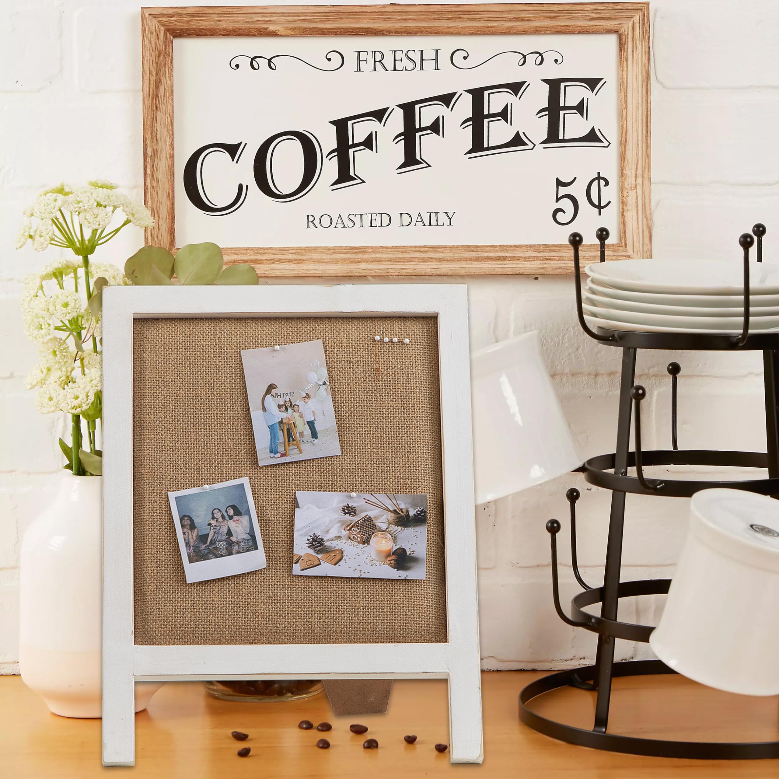 SOFE 39"x12" Arch White Linen Bulletin Board