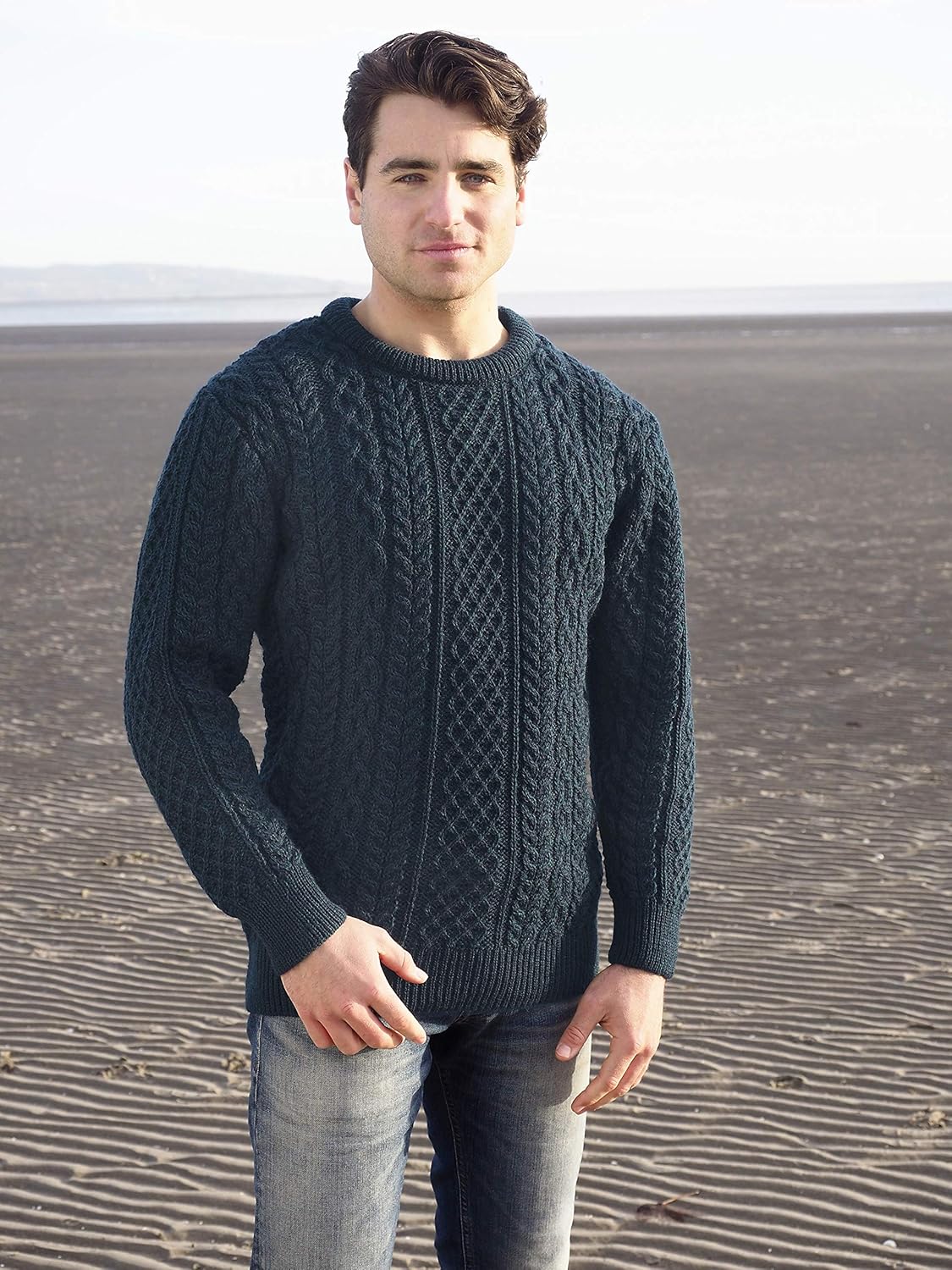 Aran Crafts Aran Crew Neck Sweater (100% Wool) - Image 6