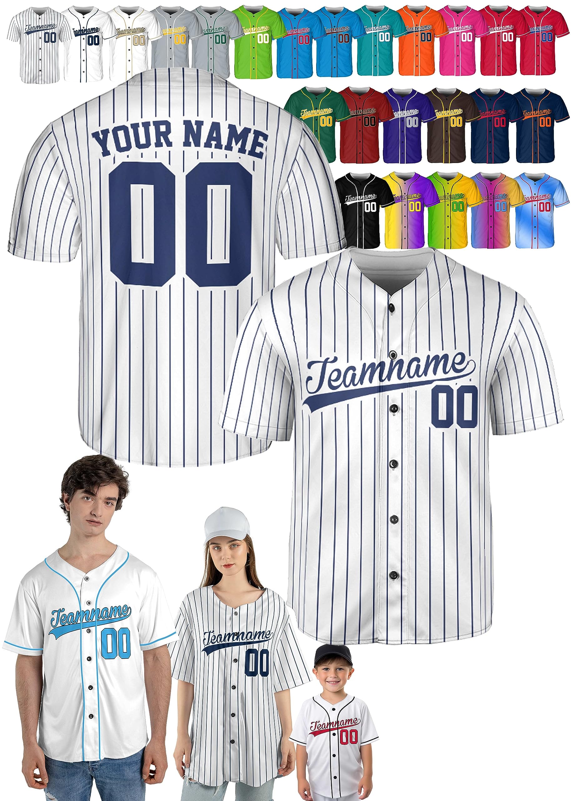 Custom Baseball Jerseys - Personalized Baseball Shirts for Men, Women, Boys, and Girls - Customized Team Uniforms for Sports Fans, Teams, Events, Gifts - Add Your Name, Number, Logo