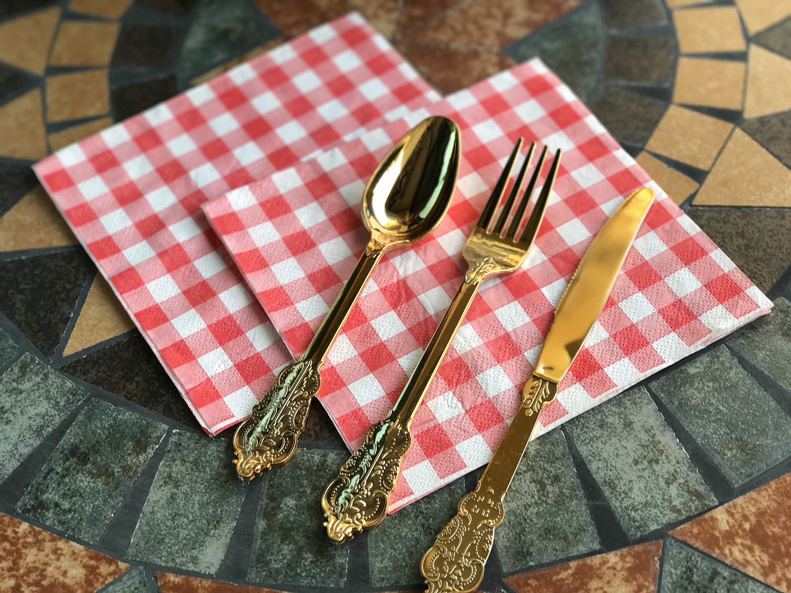 Tovaglioli Rossi A Quadretti Talking Tables – 20 Pezzi Usa E Getta 33x33 Cm, Perfetti Per Picnic E Barbecue