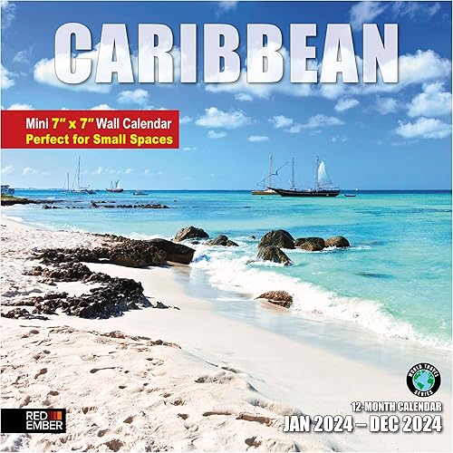 Miniatura 1 de Red Ember - Mini calendario de pared para espacios pequeños  Untamed & Beautiful Caribbean 2024 se puede colgar mensualmente por Red Ember  Solo 7 x