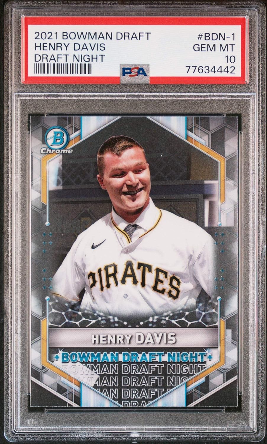 Graded 2021 Topps Bowman Draft Henry Davis #BDN1 Draft Night Rookie RC Baseball Card PSA 10 Gem Mint