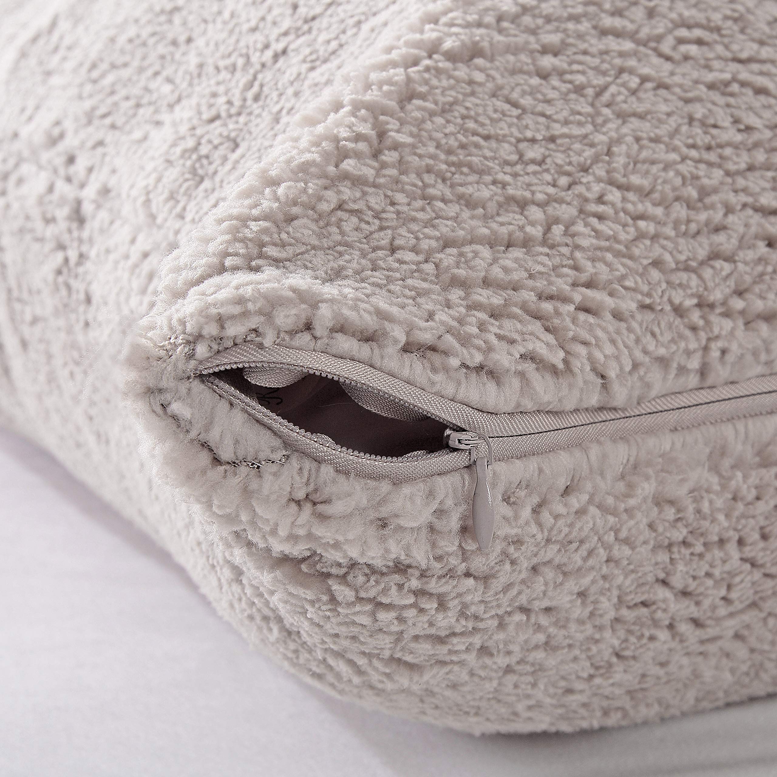 Reafort Ultra Soft Sherpa Body Pillow Cover/Case with Zipper Closure 21"x54" (Taupe, 21"X54" Pillow Cover) - Image 4