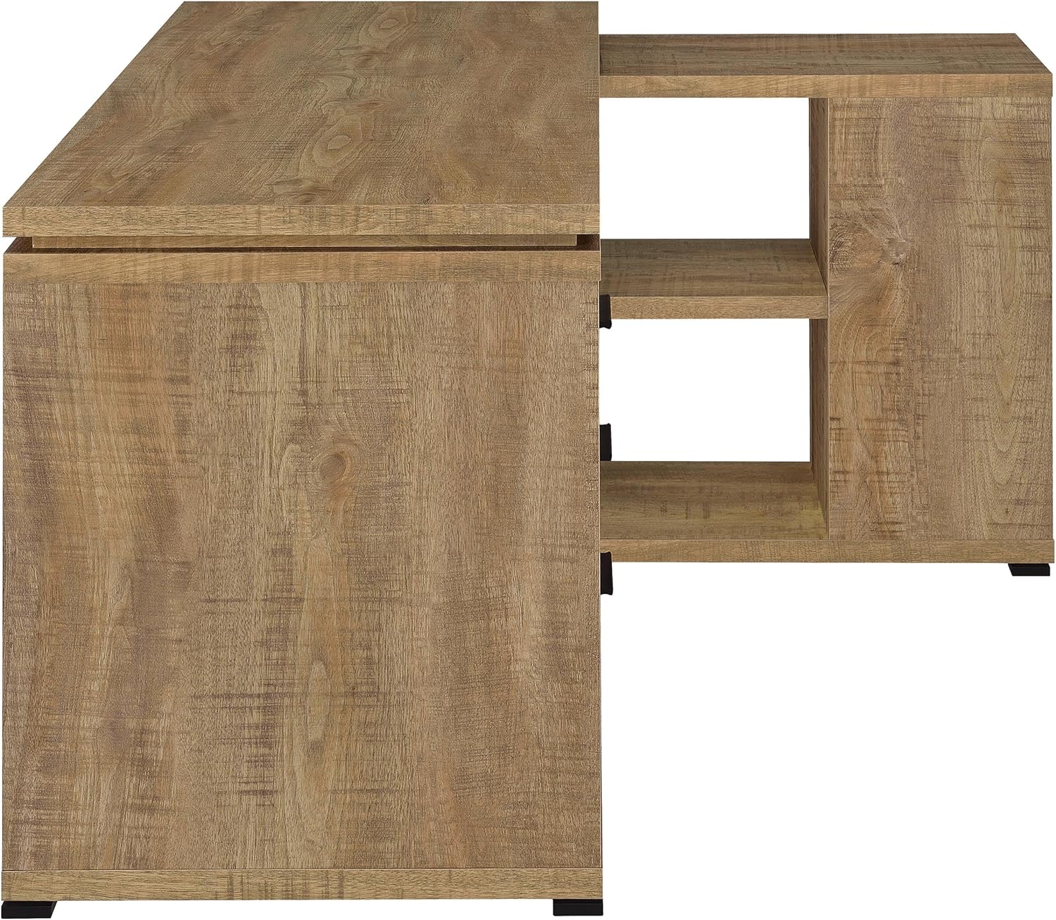 Coaster Home Furnishings - Yvette - Wood - 3-Drawer Computer Desk with L-Shaped Design and Open Shelves - Home Office - Mango - 800786