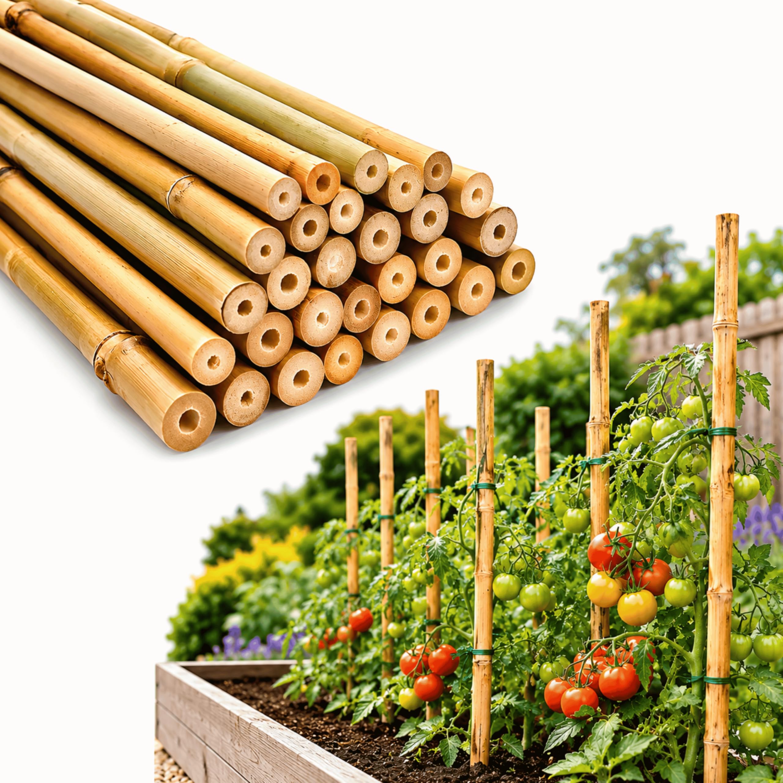Heavy Duty Bamboo Canes for Plant Support, 2ft 3ft 4ft 5ft Garden Stakes Natural Bamboo Sticks Strong Plant Support Canes, for Flower Vegetables & Climbing Plants (50, 3FT)