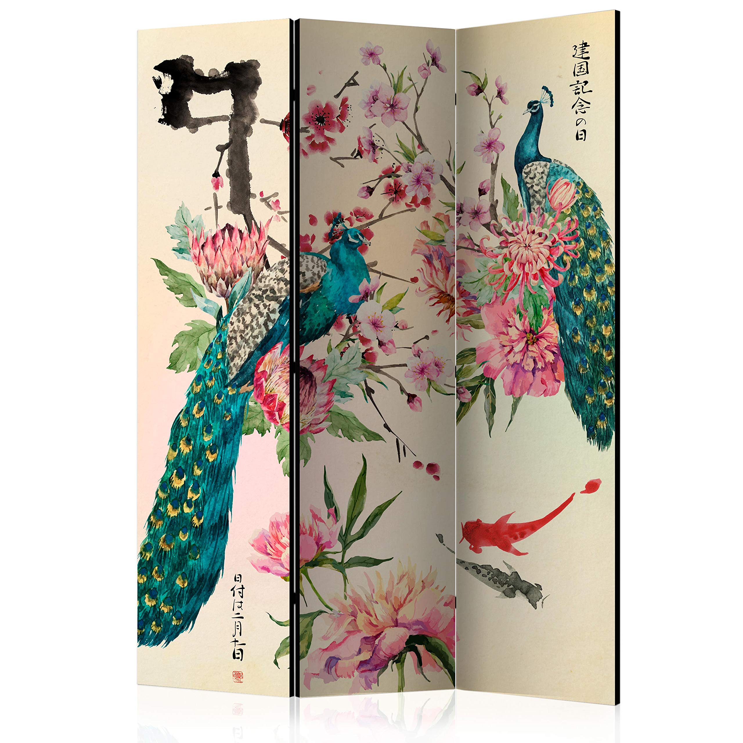 murando Decorative Room Divider Orient Japan Asia 135x172 cm / 54"x68" Double-Sided Folding Screen Room Partition Non-Woven Canvas Print Opaque Display p-C-0002-z-b