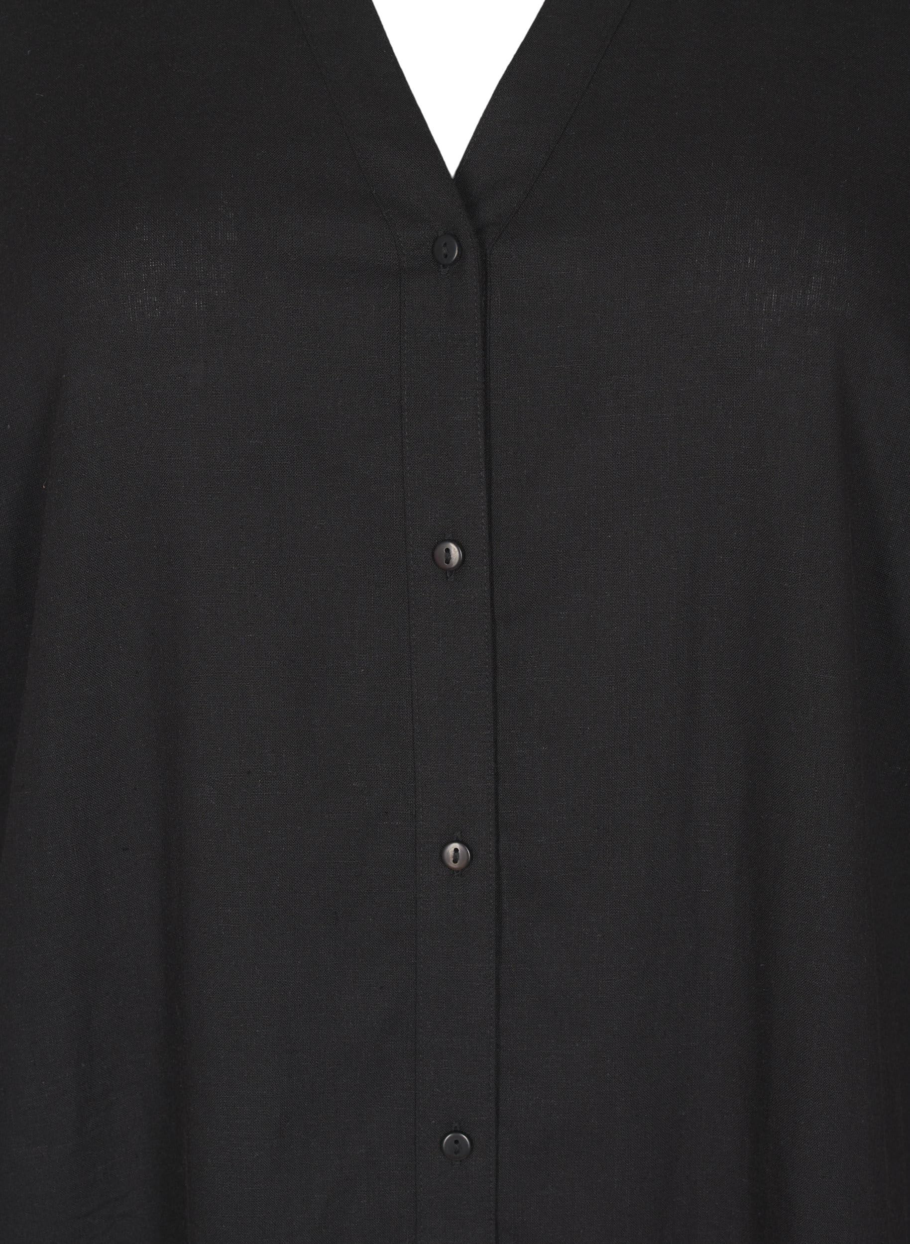 Zizzi Chemise à boutons en lin et viscose pour femme - Grandes tailles