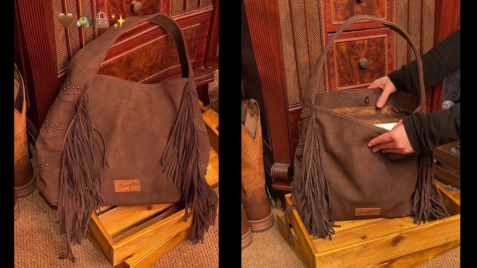 Amazon.com: Wrangler Fringe Suede Hobo Bag for Women Leather