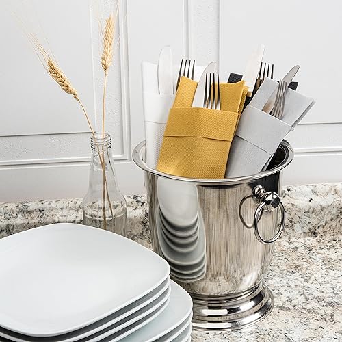 Miniatura 3 de Linen Feel Airlaid Servilletas de papel con bolsillo para cubiertos, servilletas desechables a granel de 16 x 15.5 pies, elegantes servilletas de