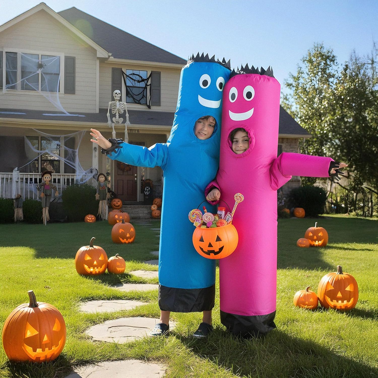 LookOurWay Inflatable Tube Man Costume for Kids | Funny Blow Up Costume for Halloween | Hilarious Kids Halloween Costume