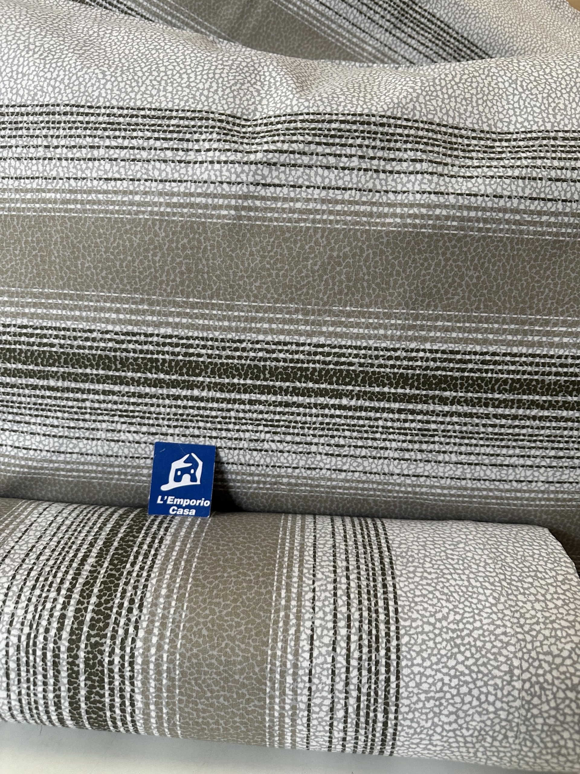 L'Emporio Casa Set Completo Lenzuola Matrimoniale Chloè, 100% Cotone Italiano, Effetto Setato (Creò Beige)