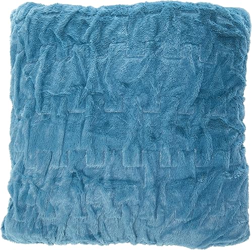 Miniatura 4 de Comfort Spaces Juego de Manta de Felpa de Piel Sintética Fruncida y Almohada con 2 Fundas de Almohada Cuadradas a Juego Manta para Sofá para Sala de