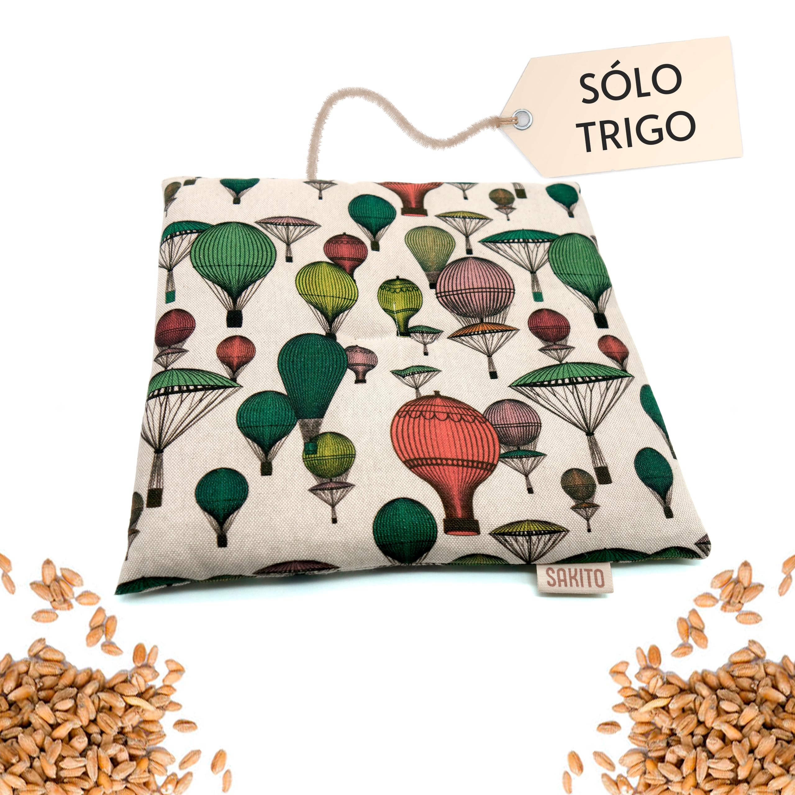 Saco Semillas Microondas (25x25 cm) - Cojin Térmico Natural para Cervicales y Lumbalgia, Uso en Calor o Frio - Gran Retencion de Calor - Muy Duradero con Tela de Primera Calidad (Solo Trigo)