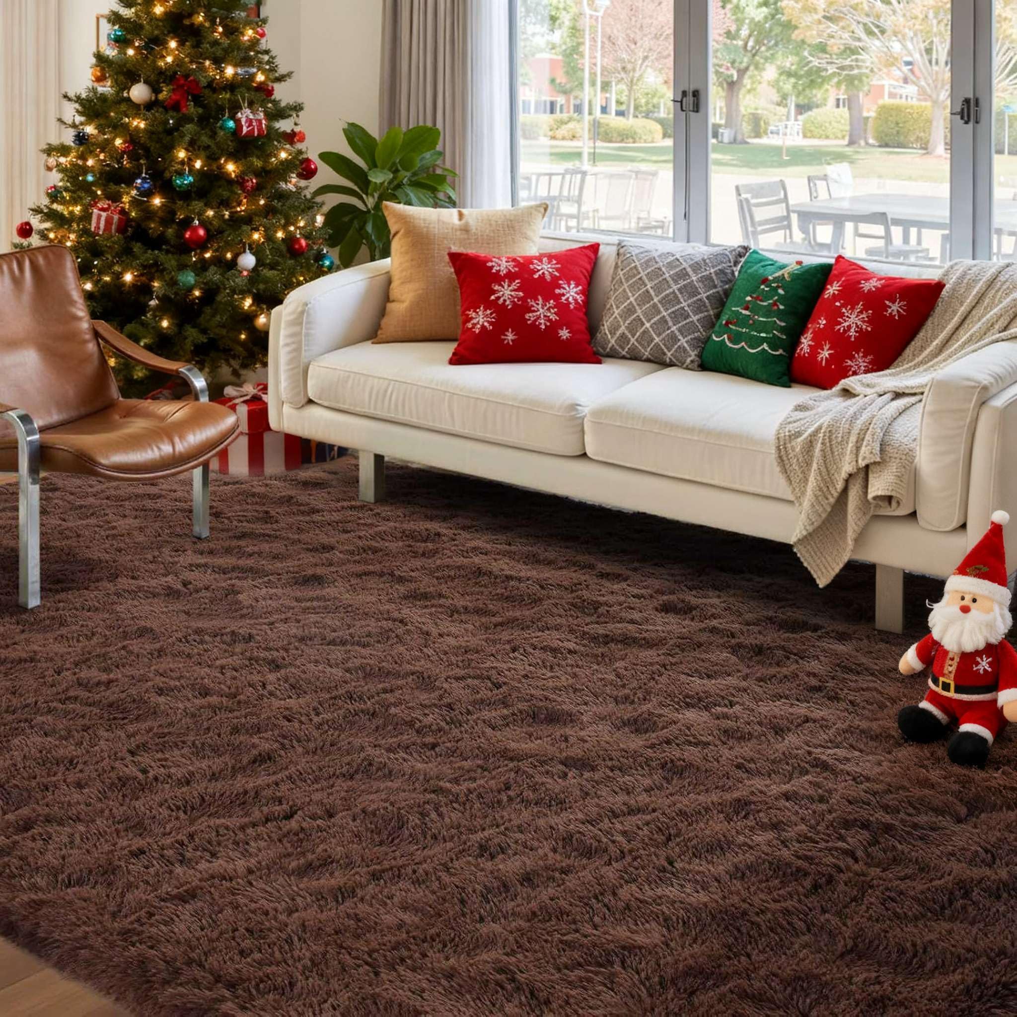 FinRèc Dark Brown Rugs for Bedroom Living Room, 4x6 Feet Fluffy Shaggy Area Rug, Non-Slip Soft Shag Rug for Nursery Kids Room Dorm Room Home Decor, Indoor Plush Floor Carpet