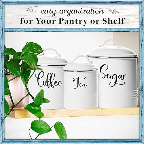 Miniatura 8 de Home Acre Designs - Juego de 3 botes herméticos para papas, cebollas y ajo, contenedores rústicos artesanales para guardar las verduras, color blanco