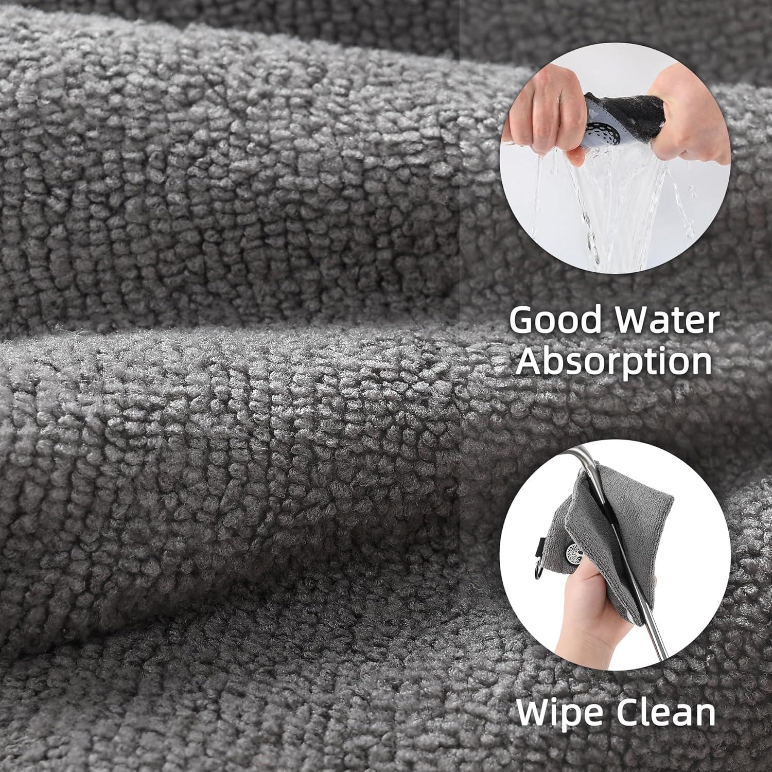 Mile High Life Golf Towel, Compact Pocket Size Golf Towels with Magnetic Clip & Carabiner, Super Absorbent, Perfect for Cleaning Golf Balls, Premium Golf Ball Towel (Gray) - Image 5