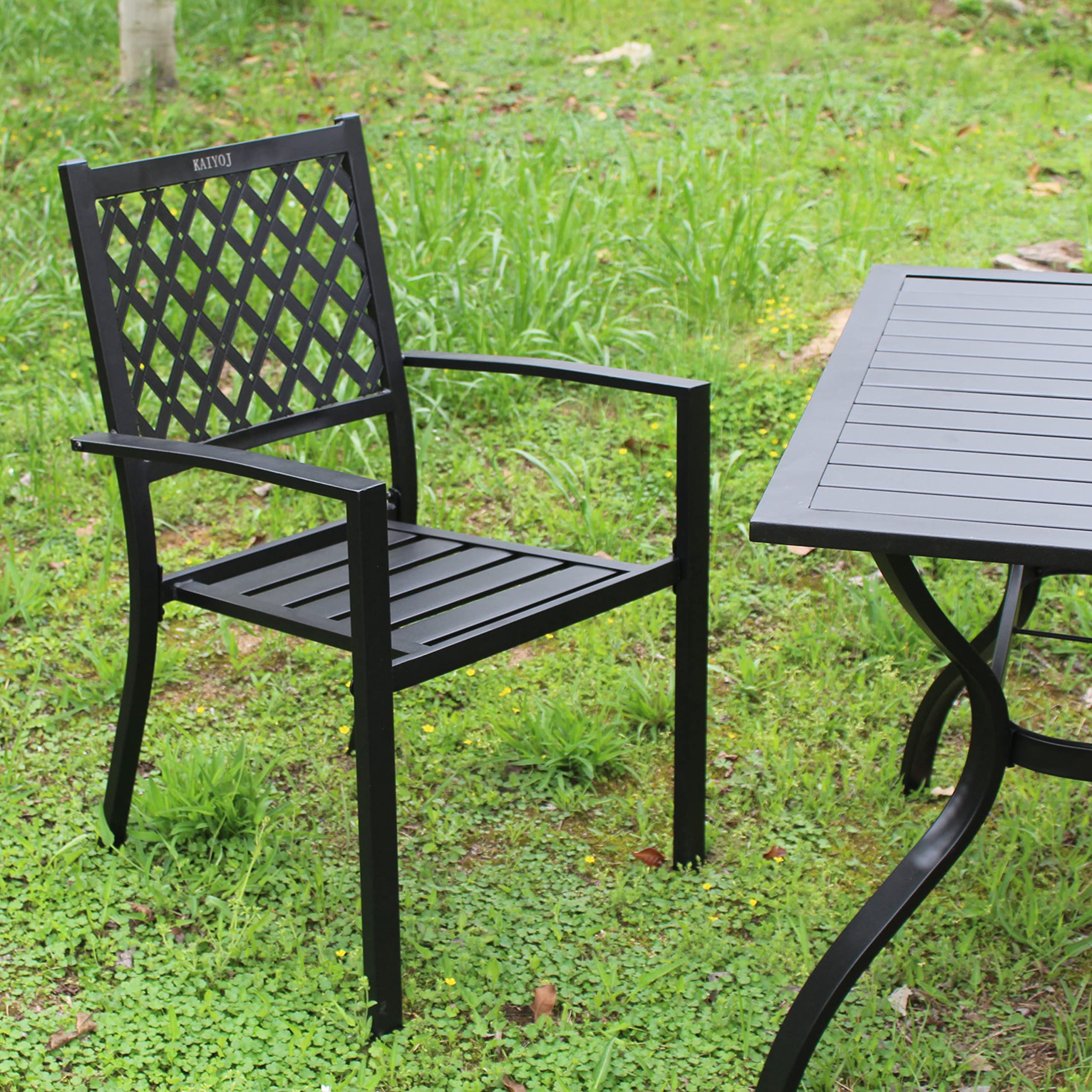 (incomplete) Tuopus Metal Outdoor Patio Chairs  Stackable Patio Dining Chairs, Wrought Iron Black Outdoor Chairs with Armrest for Garden,Deck, Backyard