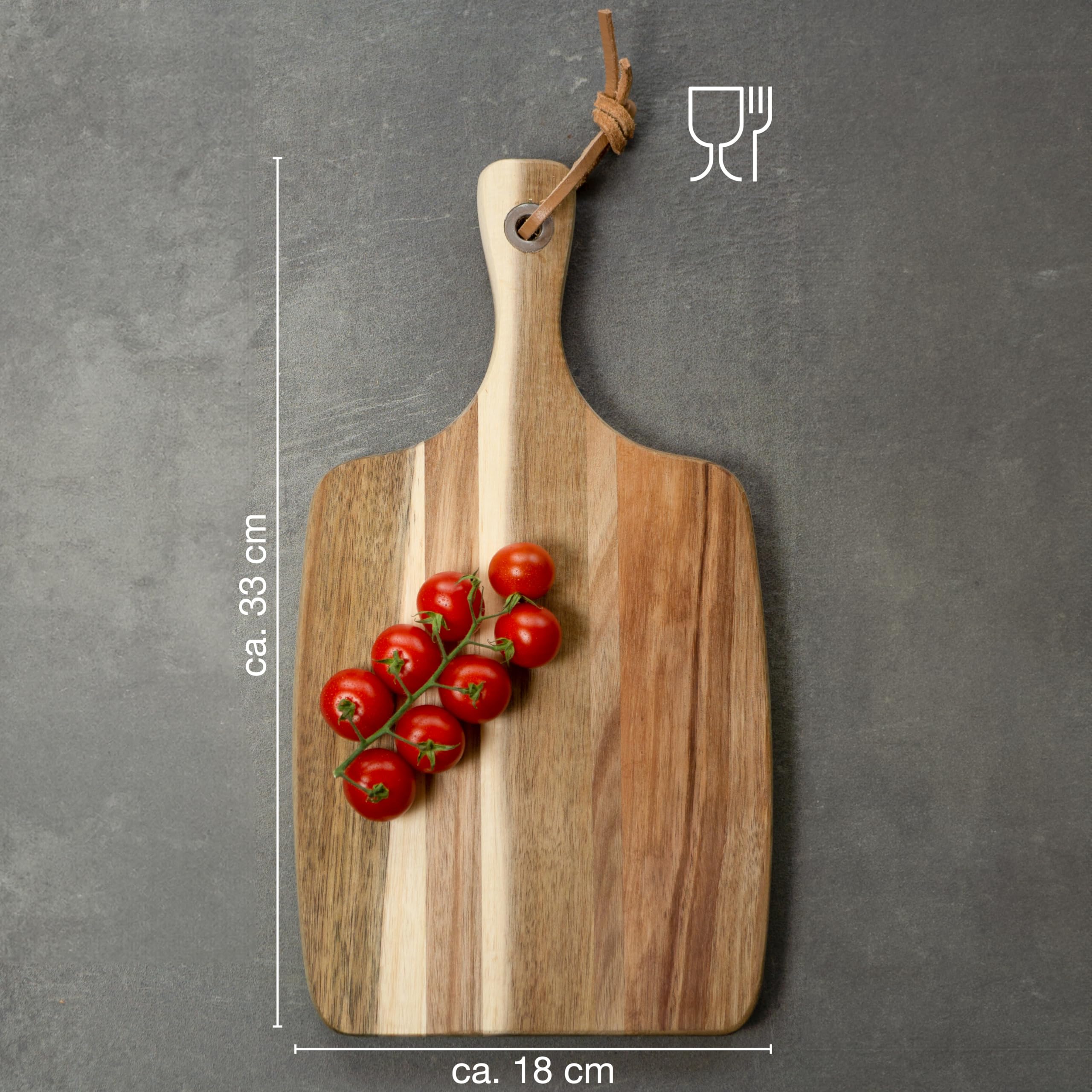 Moritz & Moritz Drewniana deska do krojenia 33 x 18 cm – drewniana deska do krojenia z litego drewna akacjowego – deska do serwowania sera – drewniana deska kuchenna trwała, przyjazna dla noży, łatwa