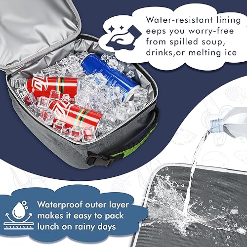 Miniatura 54 de Lonchera pequeña con aislamiento para hombres y mujeres, a prueba de salpicaduras, portátil, reutilizable, lonchera térmica, bolsa refrigerante