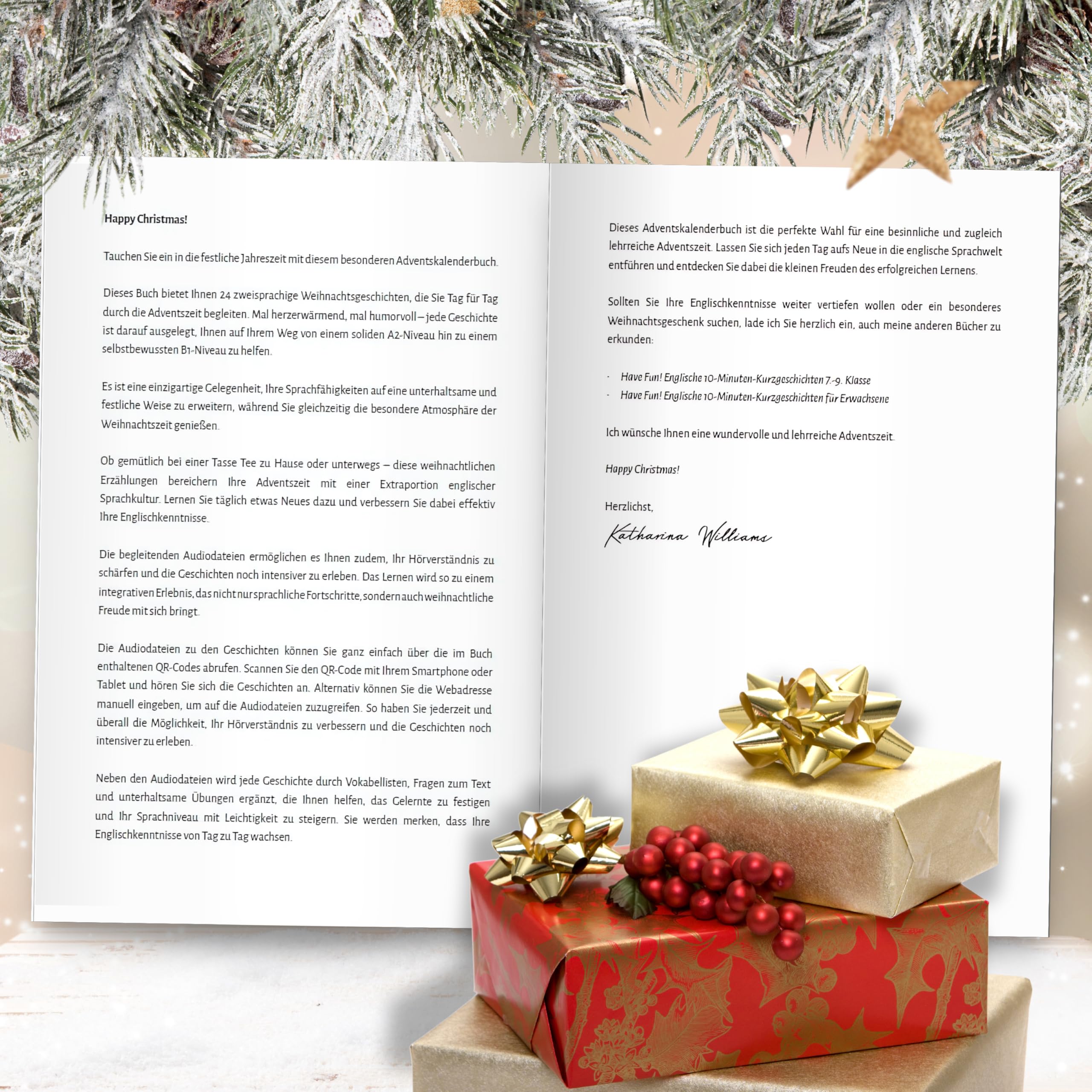 Happy Christmas! Englische Kurzgeschichten Adventskalender inkl. Audiodateien für Erwachsene - mit 24 weihnachtlichen, zweisprachigen Geschichten, ... nebenbei in der Adventszeit Englisch lernen
