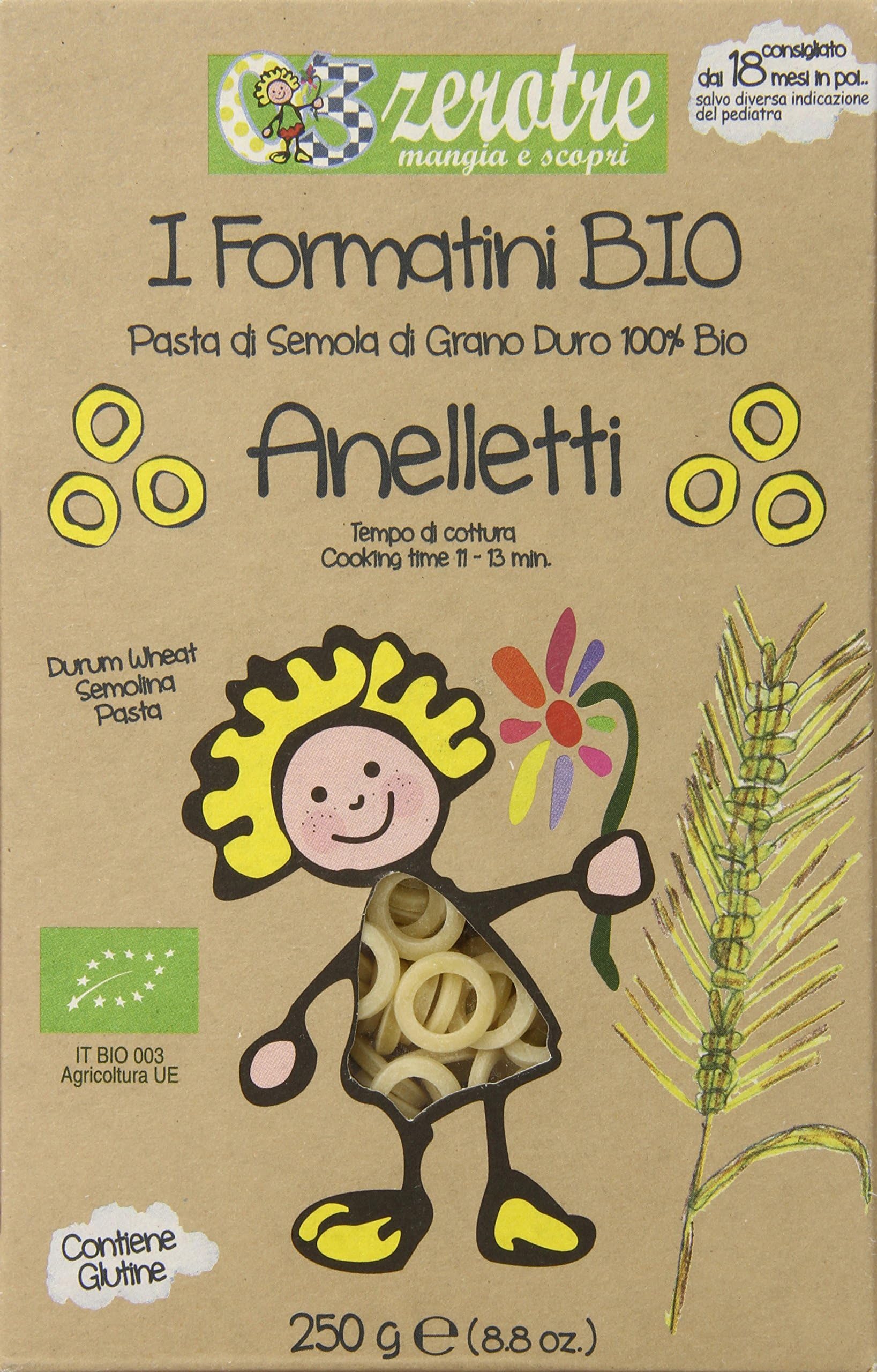 Zerotre Organic Pastina Durum Wheat, Anelletti, 8.8 Ounce
