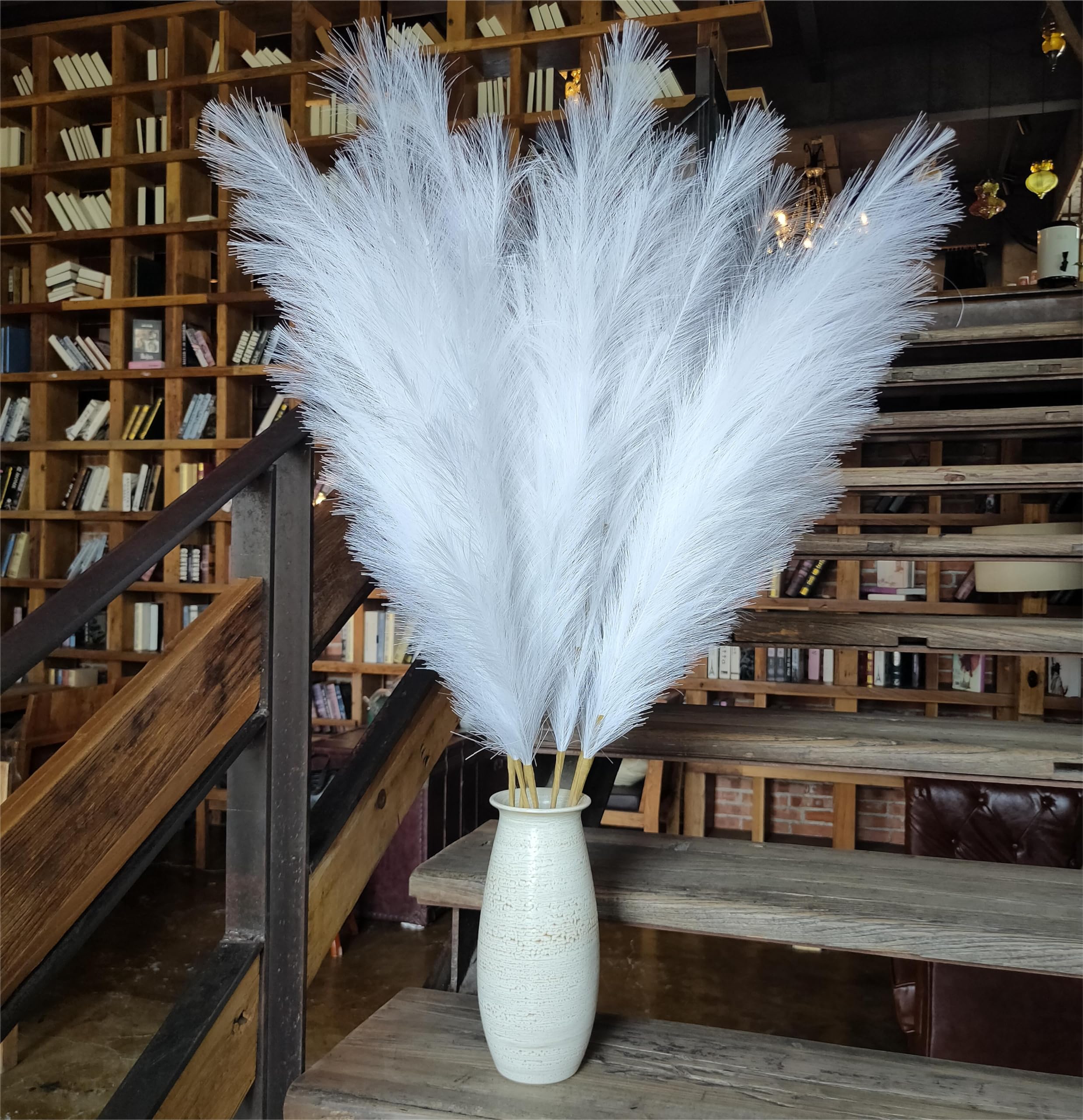 Pampas Grass Decor Größe, Pampas, groß, flauschig, 8 Stück, 110 cm, lange Federn für Hochzeitsarrangement, Boho, Wohnzimmer, 8 Stück, 110 cm, Weiß