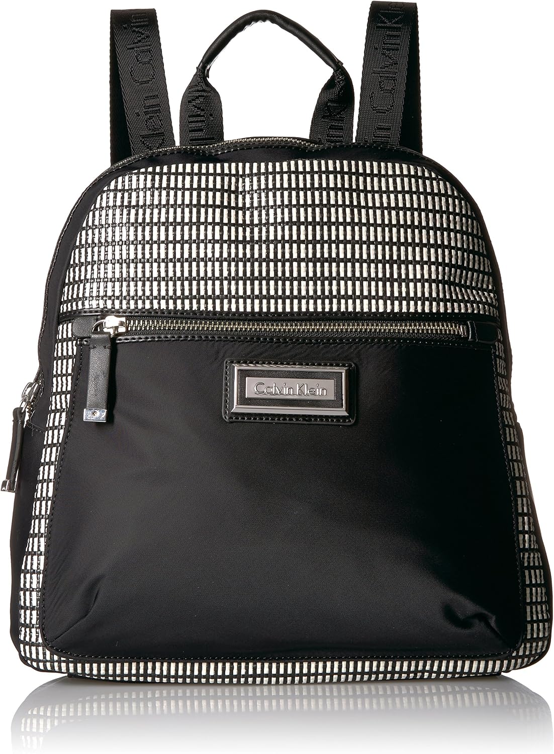 Calvin Klein Belfast Key Item Raffia Backpack Shoulder Bag, WHT/BLACK, One Size