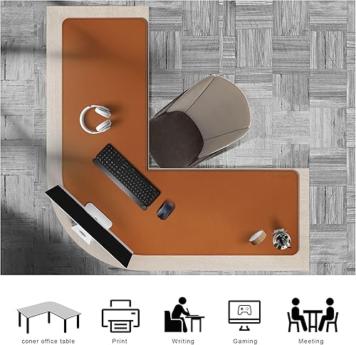 Miniatura 6 de ZORESYN Alfombrilla de escritorio para juegos en forma de L, alfombrilla de escritorio de esquina para computadora, protector de escritorio de 47