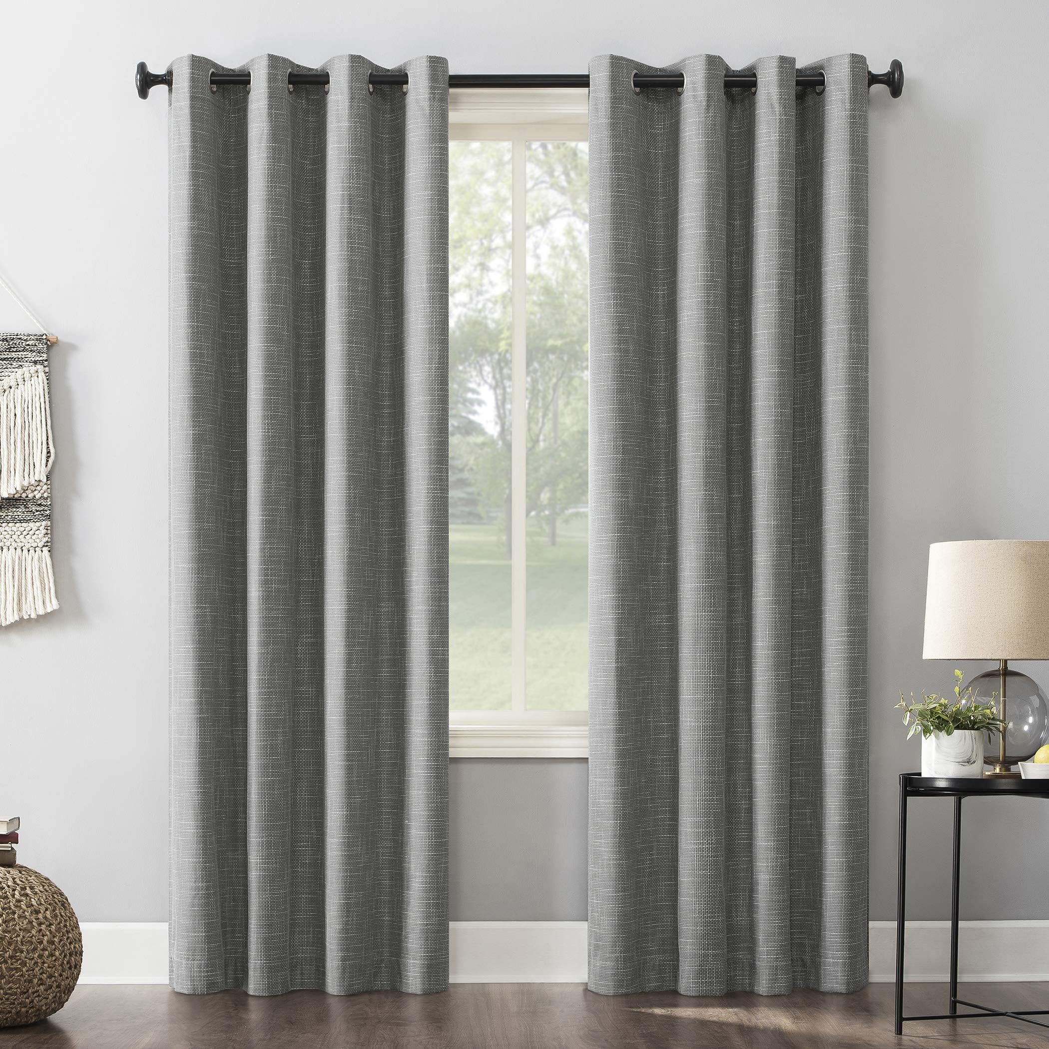 Sun Zero Brooks Burlap Weave Thermal Extreme 100% Total Blackout Grommet Curtain Panel, Gray, 52"W x 84"L (1 Panel)