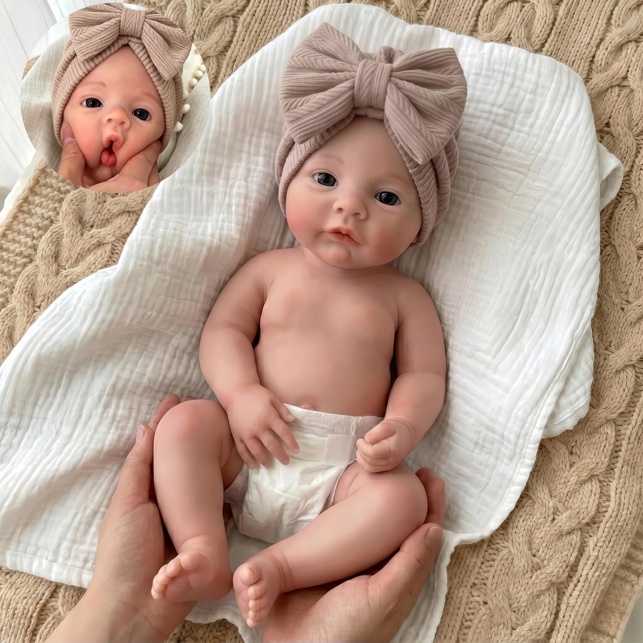 Zero pam Squishy Full Body Silicone Baby Dolls Girl-40CM Floppy Silicone Reborn Baby Dolls, Open Mouth Realistic Newborn Babys Doll, Soft Real Life Babys Doll For Kids 3+