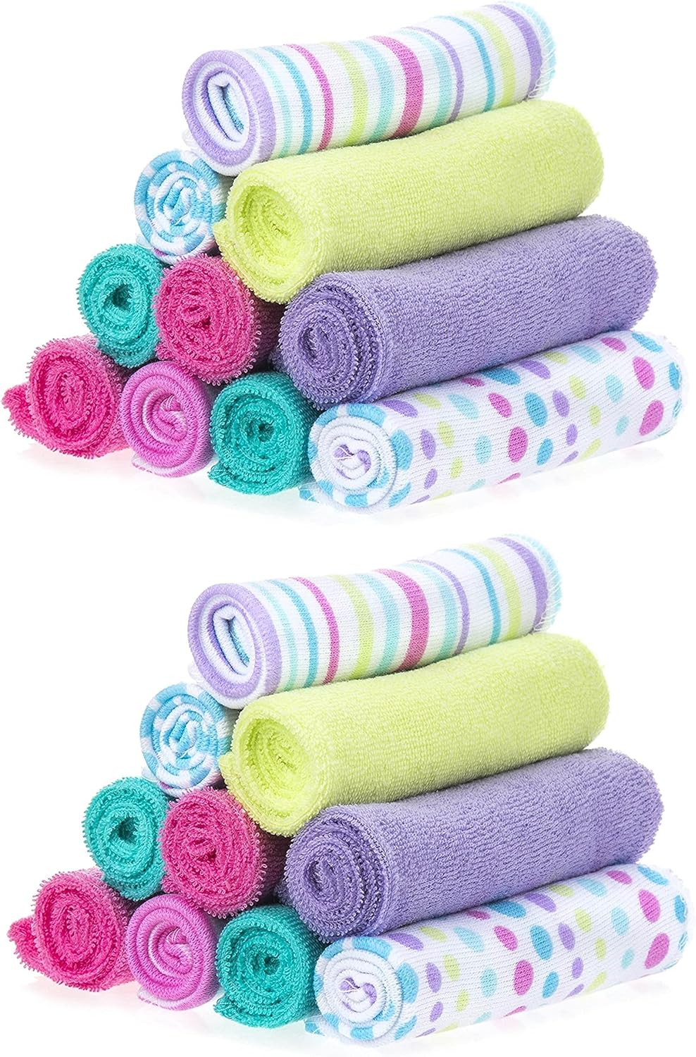 Spasilk Washcloth Wipes Set for Newborn Boys and Girls, Soft Terry Washcloth Set, Pack of 20, Aqua (20 Count (Pack of 1) Aqua Bubbles) Thumbnail