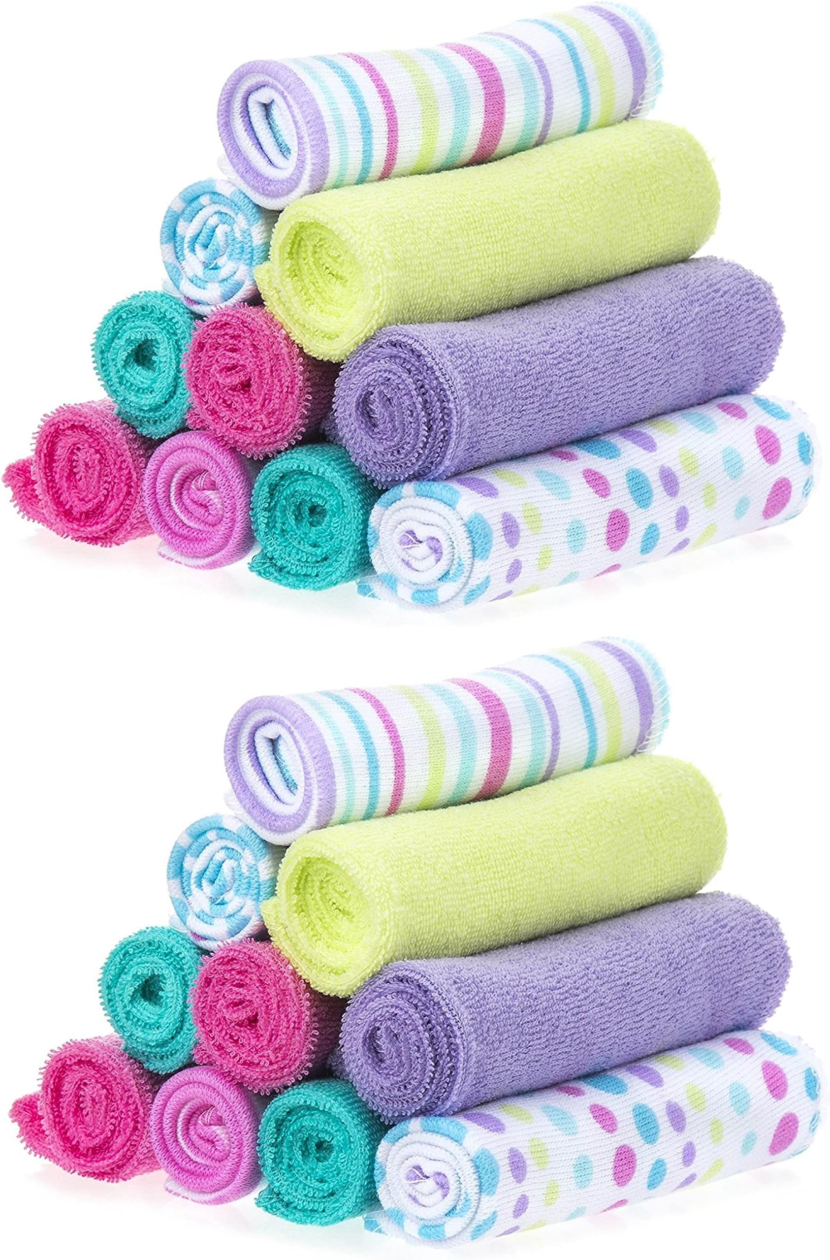 Washcloth Wipes Set for Newborn Boys and Girls, Soft Terry Washcloth Set, Pack of 20, Aqua