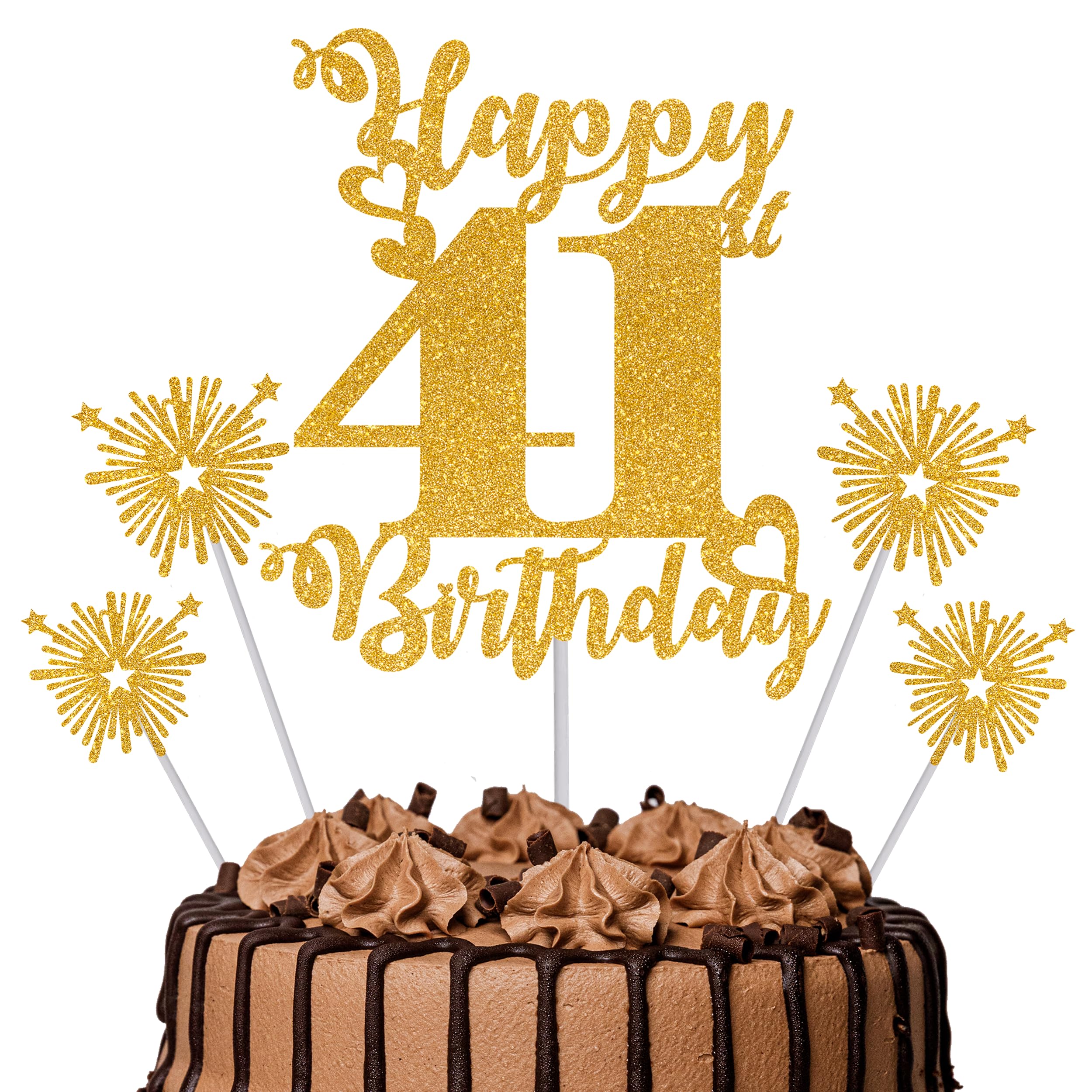 Gold Glitter 96th Birthday Cake Topper Set – 5 Piece Premium Glitter Birthday Decoration & Party Supplies for Men, Women & Kids – 96th Birthday — view 22
