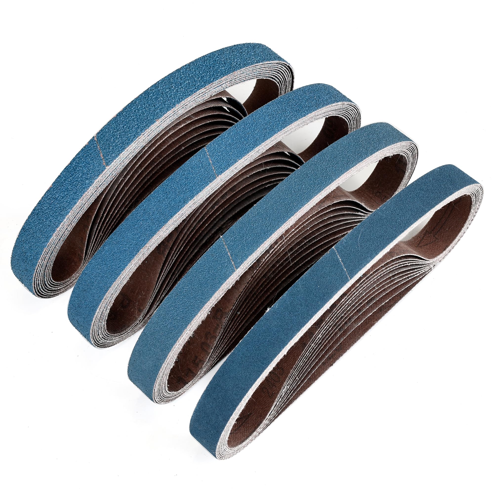 3/4 x 20.5 Inch Zirconia Sanding Belts, 40Pcs 10 Each of 40/60/80/120 Assorted Grits, Belt Sander Sanding Belt for Knife Blade Sharpening, Metal