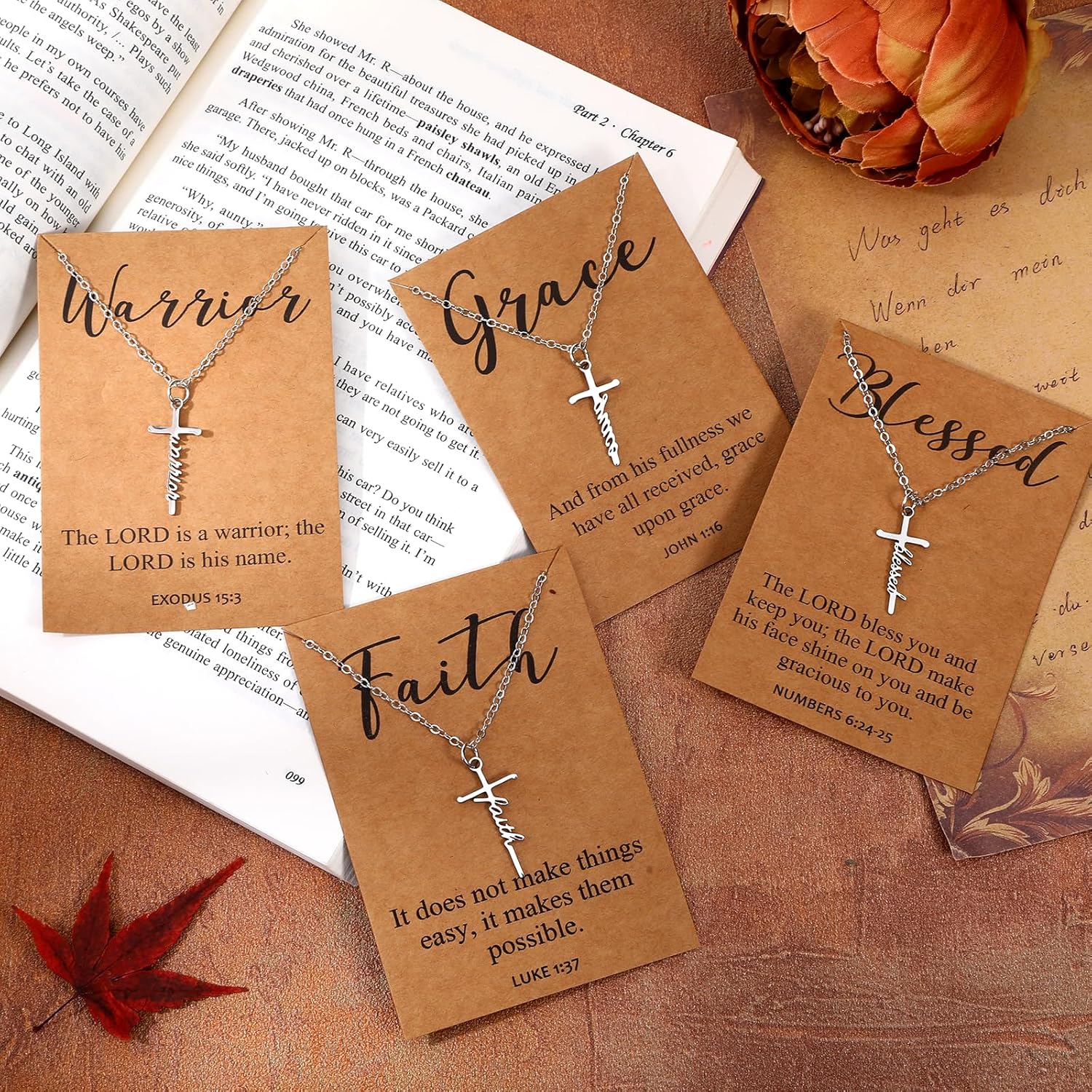 Faith Cross Necklace for Women Silver Pendant Jewelry with Bible Verse Card, Inspirational Religious Christian Gifts Bulk for Women, Adjustable Jesus Necklace (24 Pcs) - Image 4