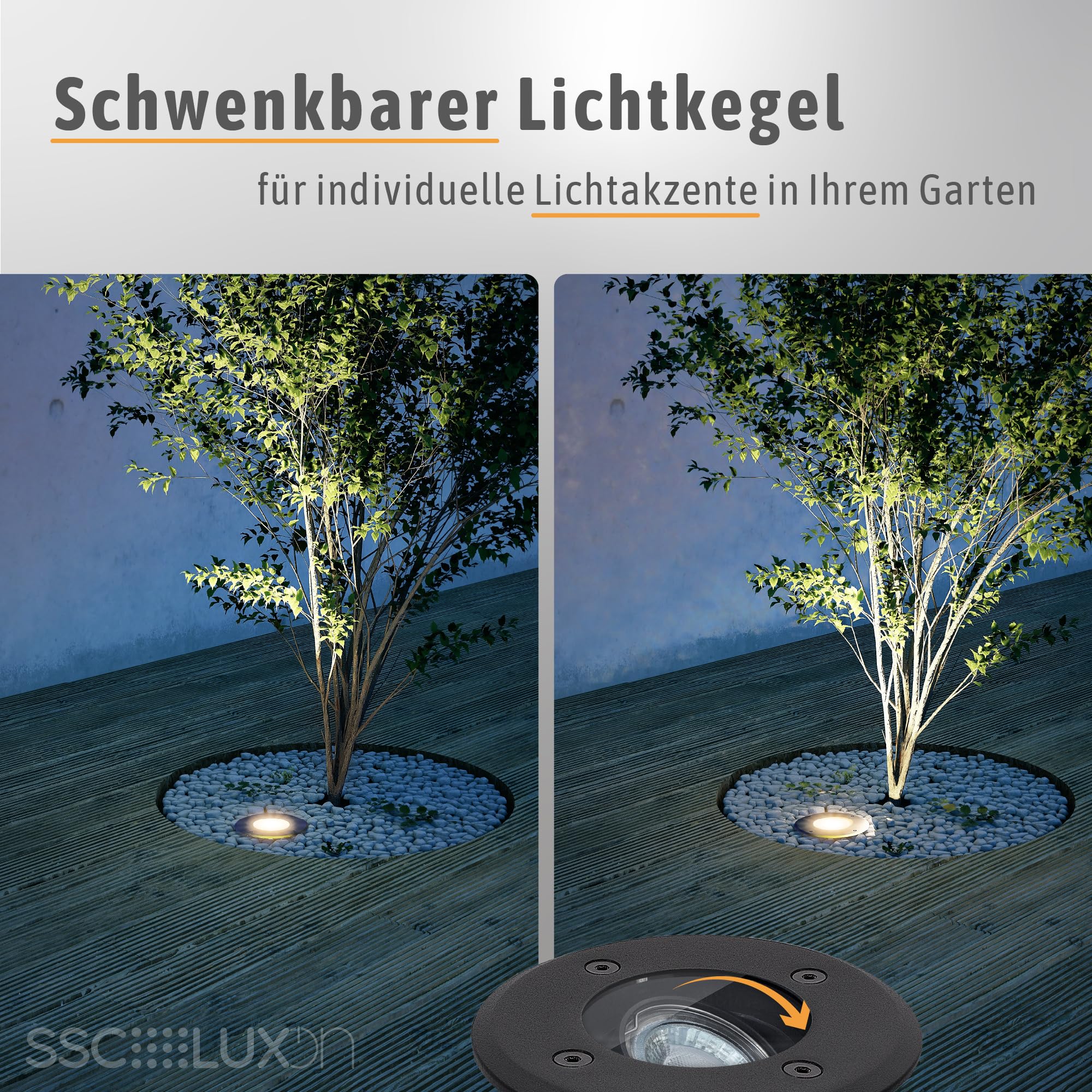 JUAVI LED Bodeneinbauleuchte schwenkbar Außen schwarz IP67 GU10 2W warmweiß 230V Bodenstrahler
