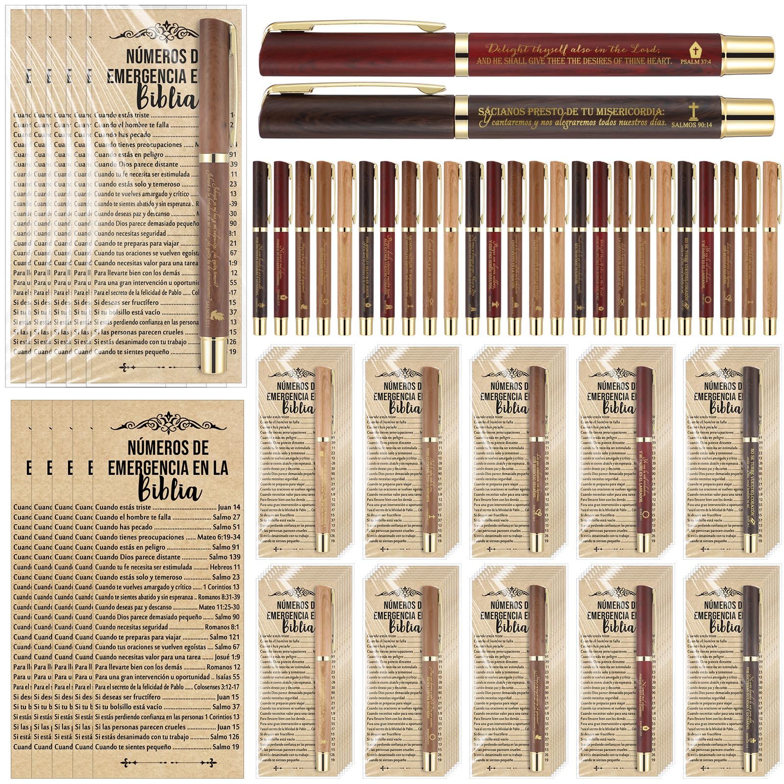 Feifeiya 25 Sets Christian Gifts Bulk Bible Emergency Numbers Bookmarks Scripture Christian Pens Religious Pen for Men Women Valentines Pastor Church