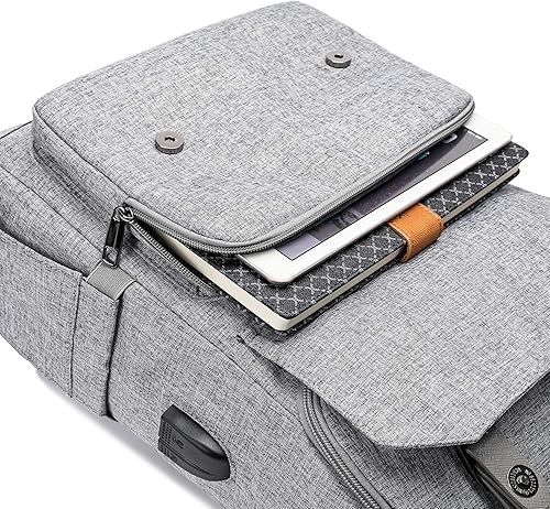 Miniatura 5 de Mochila vintage de viaje para laptop con puerto de carga USB para mujeres y hombres, estudiantes escolares. universitarios, mochila para laptop de